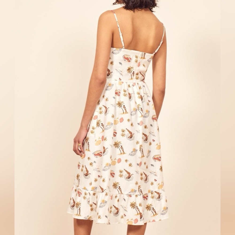REFORMATION Eileen Linen Midi Dress in Tropez - Picture 2 of 7